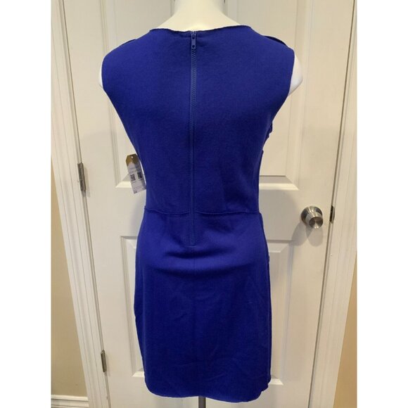 Maje Blue Wool Blend Sheath Dress W/ Exposed Seams, Size 2 (Medium) - Picture 6 of 8